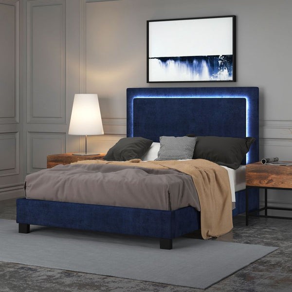 Lumina Platform Bed w/Light in Blue