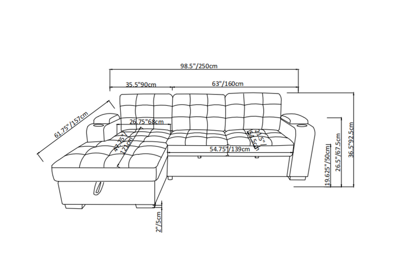 Lennox USB Sleeper Sectional