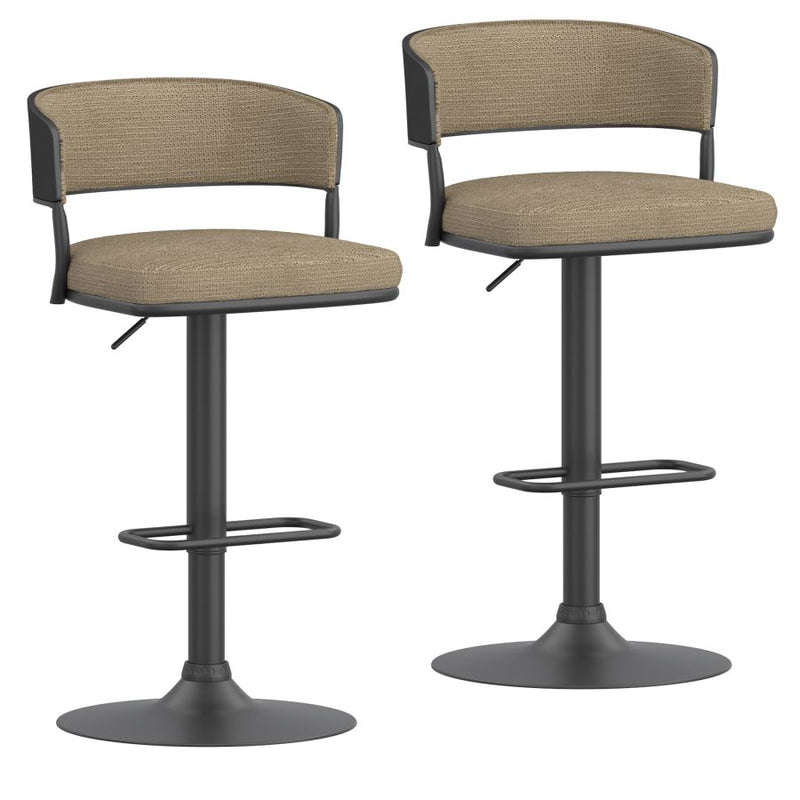 Kazan Adjustable Air-Lift Stool, Set of 2 in Dark Beige