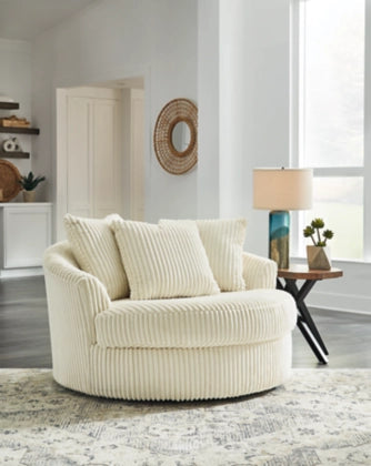 Lindyn Oversized Swivel Accent Chair in Ivory