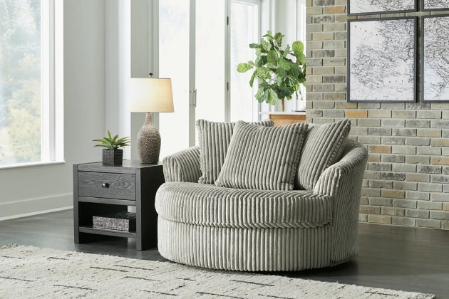 Lindyn Oversized Swivel Accent Chair in Fog