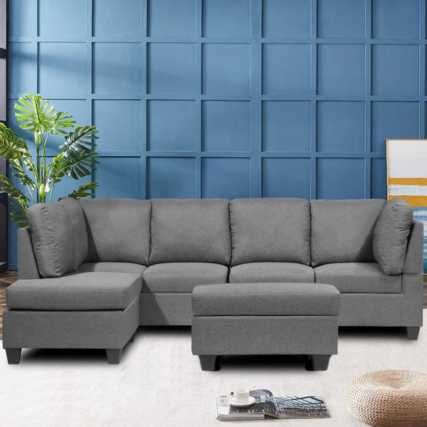 Julia Sectional with Storage Ottoman in Grey