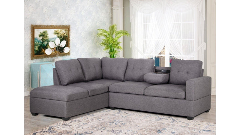 Mia USB Sectional with Reversible Storage Chaise