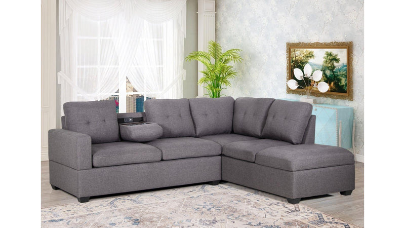 Mia USB Sectional with Reversible Storage Chaise