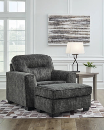 Lonoke Sofa, Loveseat, Chair and Ottoman in Gunmetal