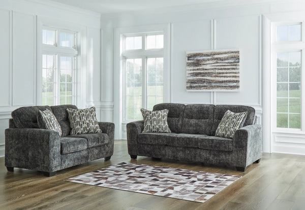 Lonoke Sofa & Loveseat in Gunmetal