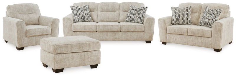 Lonoke Sofa, Loveseat, Chair and Ottoman in Parchment