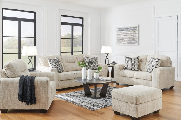 Lonoke Sofa, Loveseat, Chair and Ottoman in Parchment