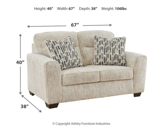 Lonoke Sofa, Loveseat, Chair and Ottoman in Parchment