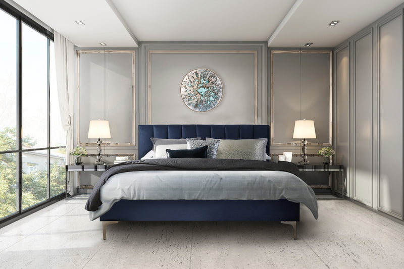 Melina Platform Bed in Navy