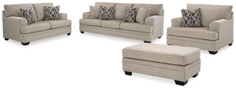 Stonemeade Sofa, Loveseat, Chair and Ottoman in Taupe