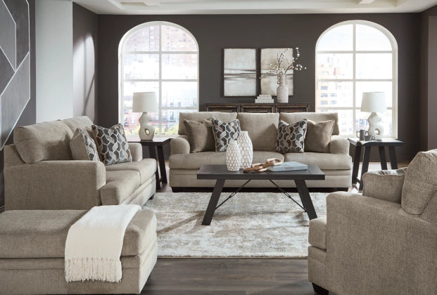 Stonemeade Sofa, Loveseat, Chair and Ottoman in Taupe