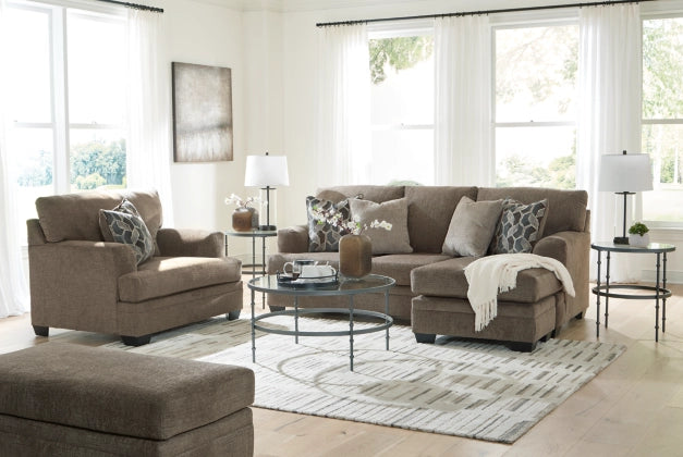 Stonemeade Sofa Chaise, Chair, and Ottoman in Nutmeg