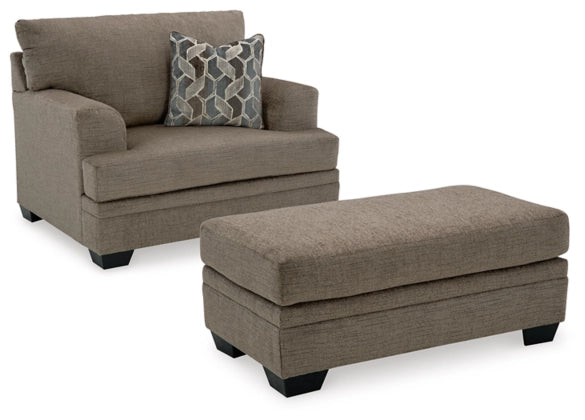 Stonemeade Sofa Chaise, Chair, and Ottoman in Nutmeg