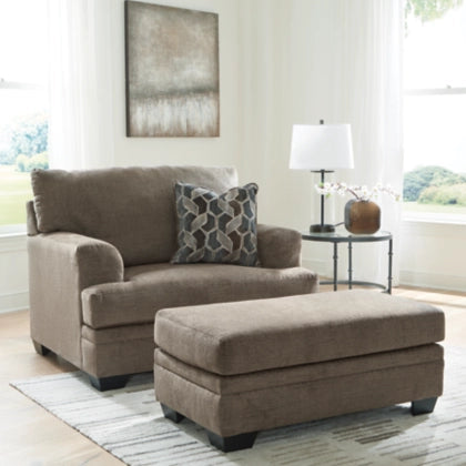 Stonemeade Sofa Chaise, Chair, and Ottoman in Nutmeg