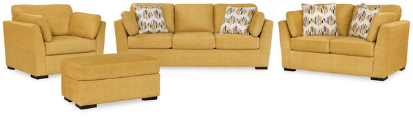 Keerwick Sofa, Loveseat, Chair and Ottoman in Sunflower