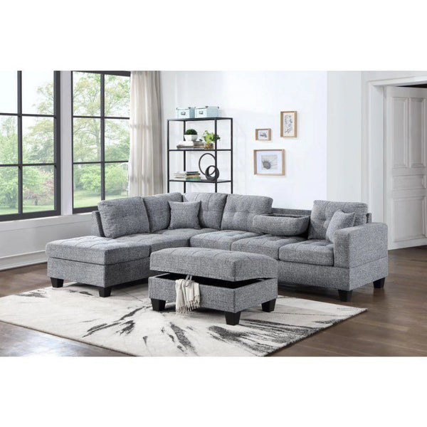 Nero USB Sectional with Reversible Chaise