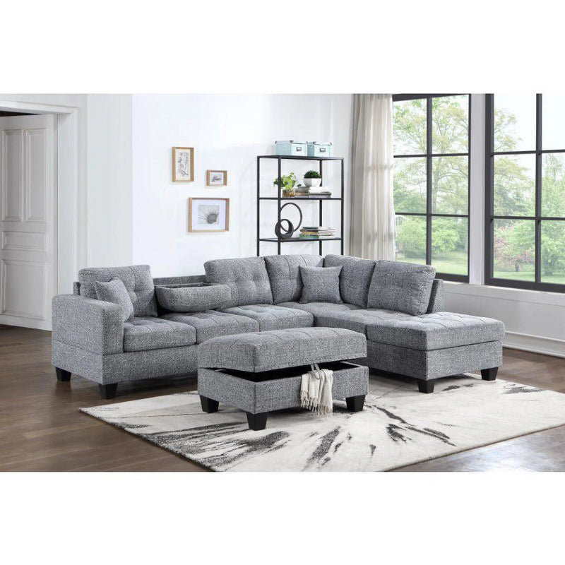 Nero USB Sectional with Reversible Chaise