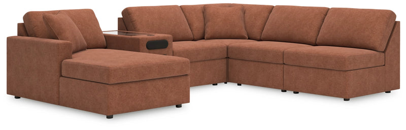 Modmax 6pc Sectional with Chaise and Audio Console in Spice