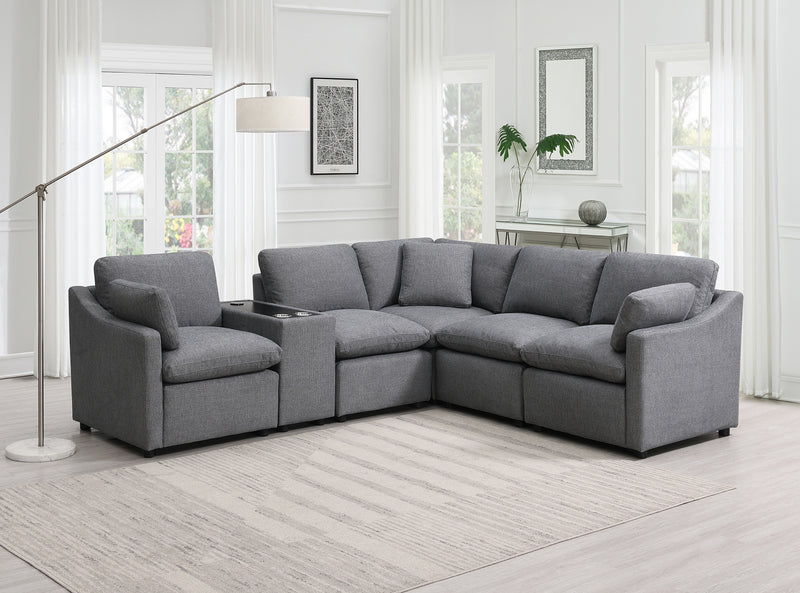 Pippa 6pc Modular Sectional with Wireless Charging