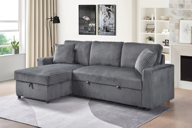 Brecker Sleeper Sectional in Grey