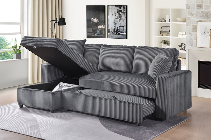 Brecker Sleeper Sectional in Grey