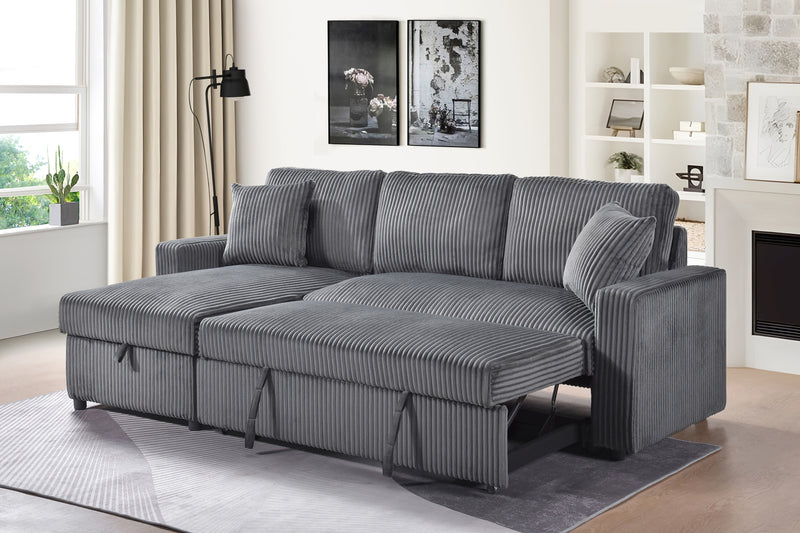 Brecker Sleeper Sectional in Grey