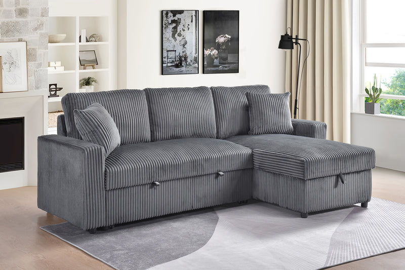 Brecker Sleeper Sectional in Grey