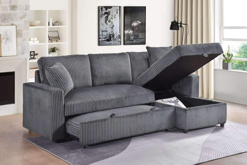 Brecker Sleeper Sectional in Grey