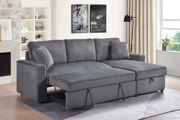 Brecker Sleeper Sectional in Grey