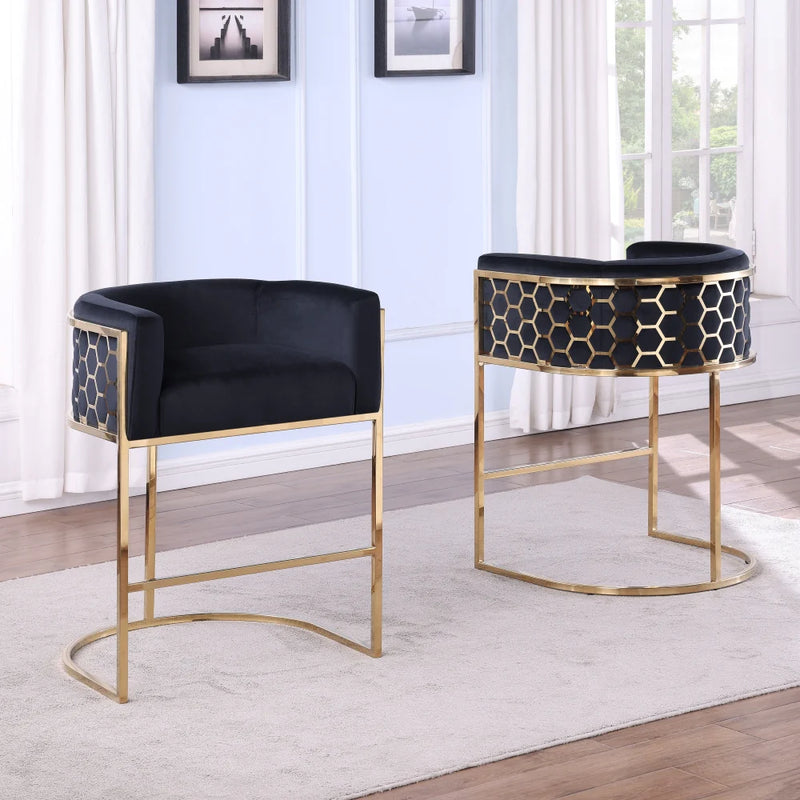 Alina Bar Stool in Black/Gold