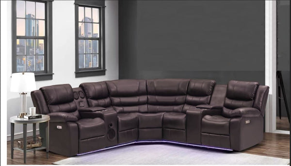 Costa Power Reclining Sectional with LED & Bluetooth Speakers