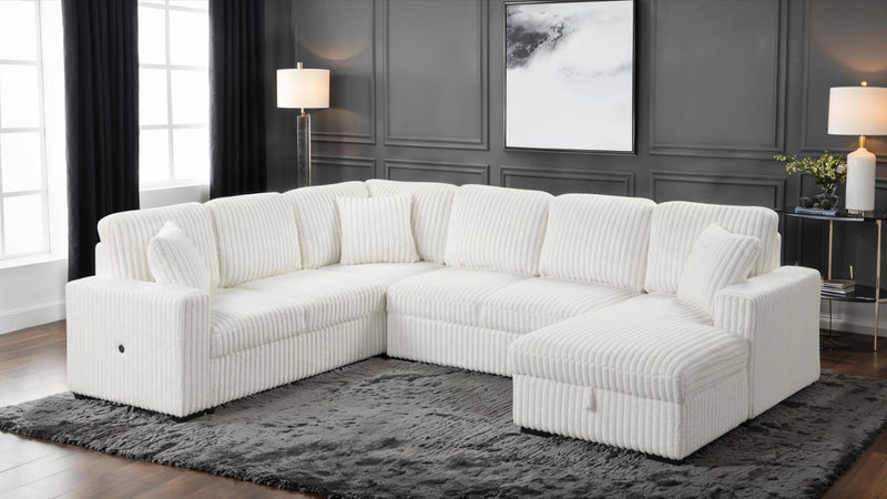 Grande Sleeper Sectional in Cream