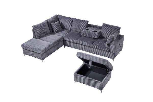 Stripe Sectional in Grey