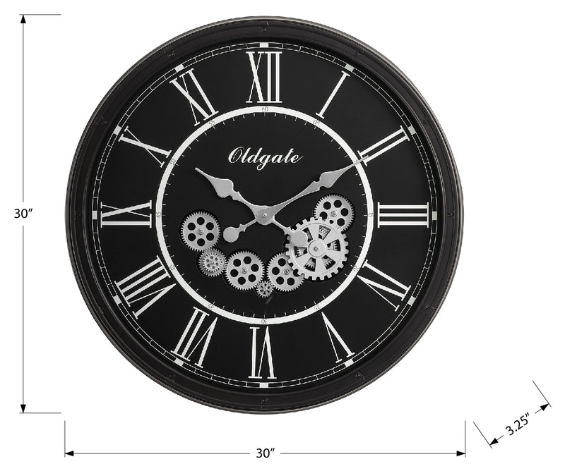 Black Gear Mech 30" Wall Clock - M9032