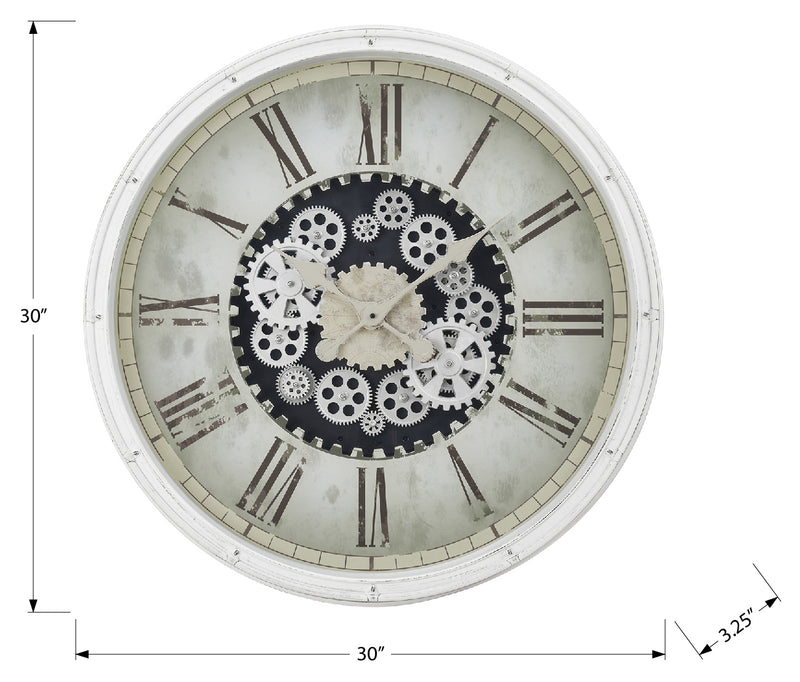 White Gear Mech 30" Wall Clock - M9033