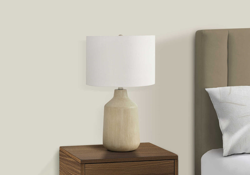 Beige Concrete Table Lamp 24"H