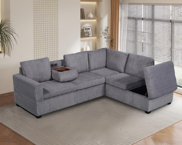 Snug USB Storage Sectional in Grey