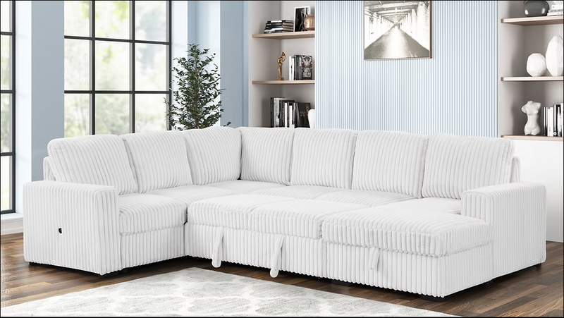 Grande Sleeper Sectional in Cream