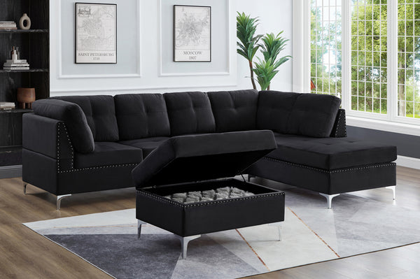 Sectional Sofa + Storage Ottoman - T1233B