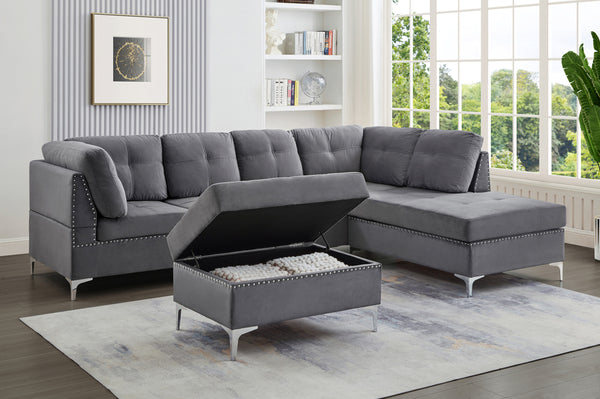 Sectional Sofa + Storage Ottoman - T1233G