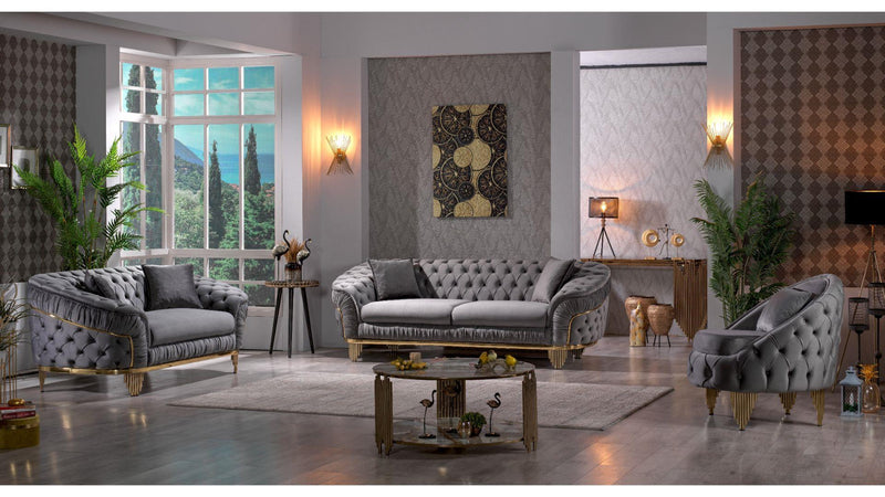 Vanessa 3-Piece Sofa Set in Grey