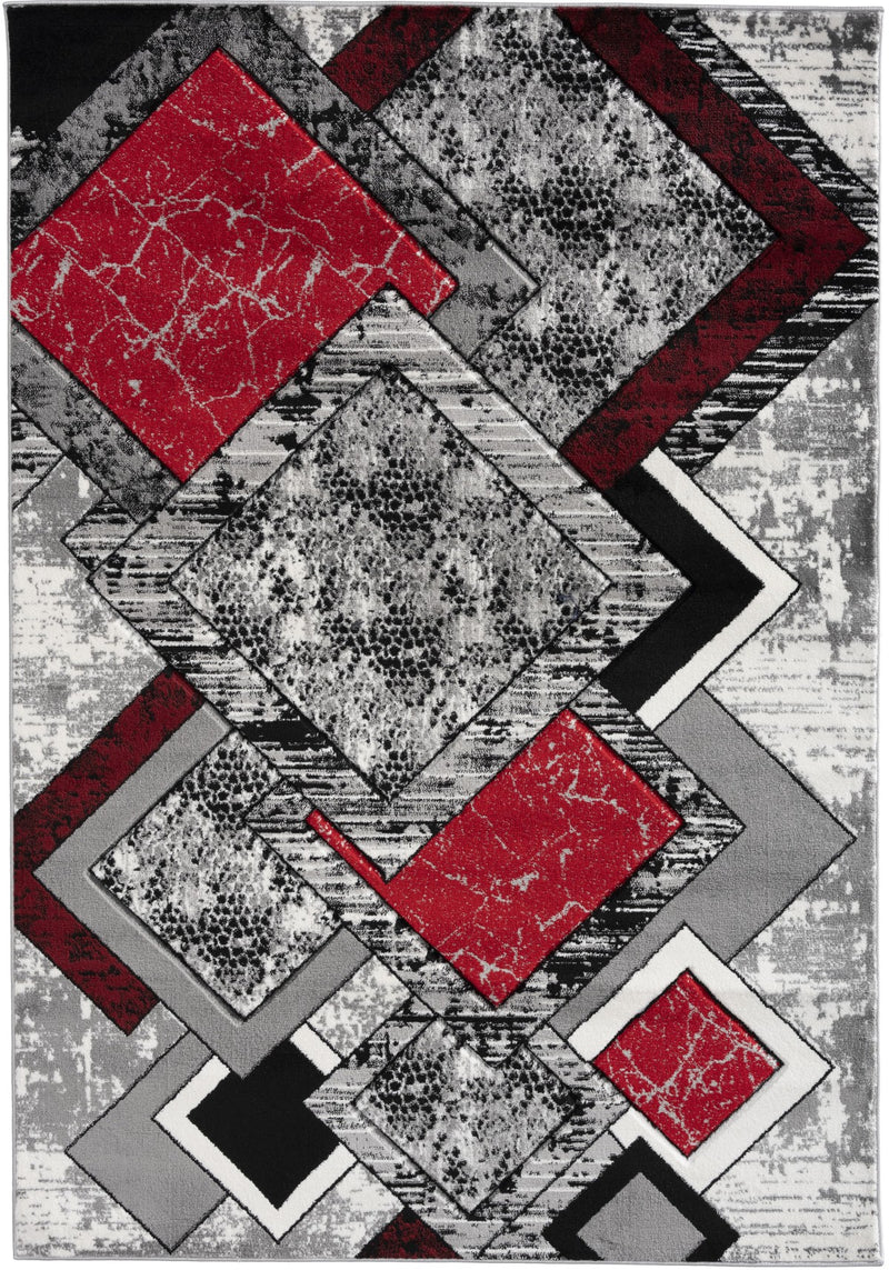 Bristol Area Rug in Grey/Red