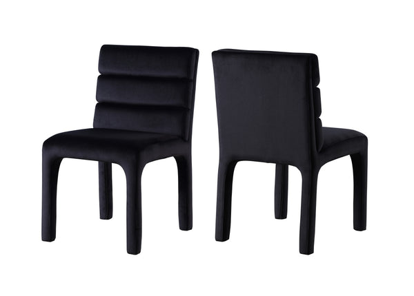 Megara Dining Chairs, Set of 2 in Black Velvet