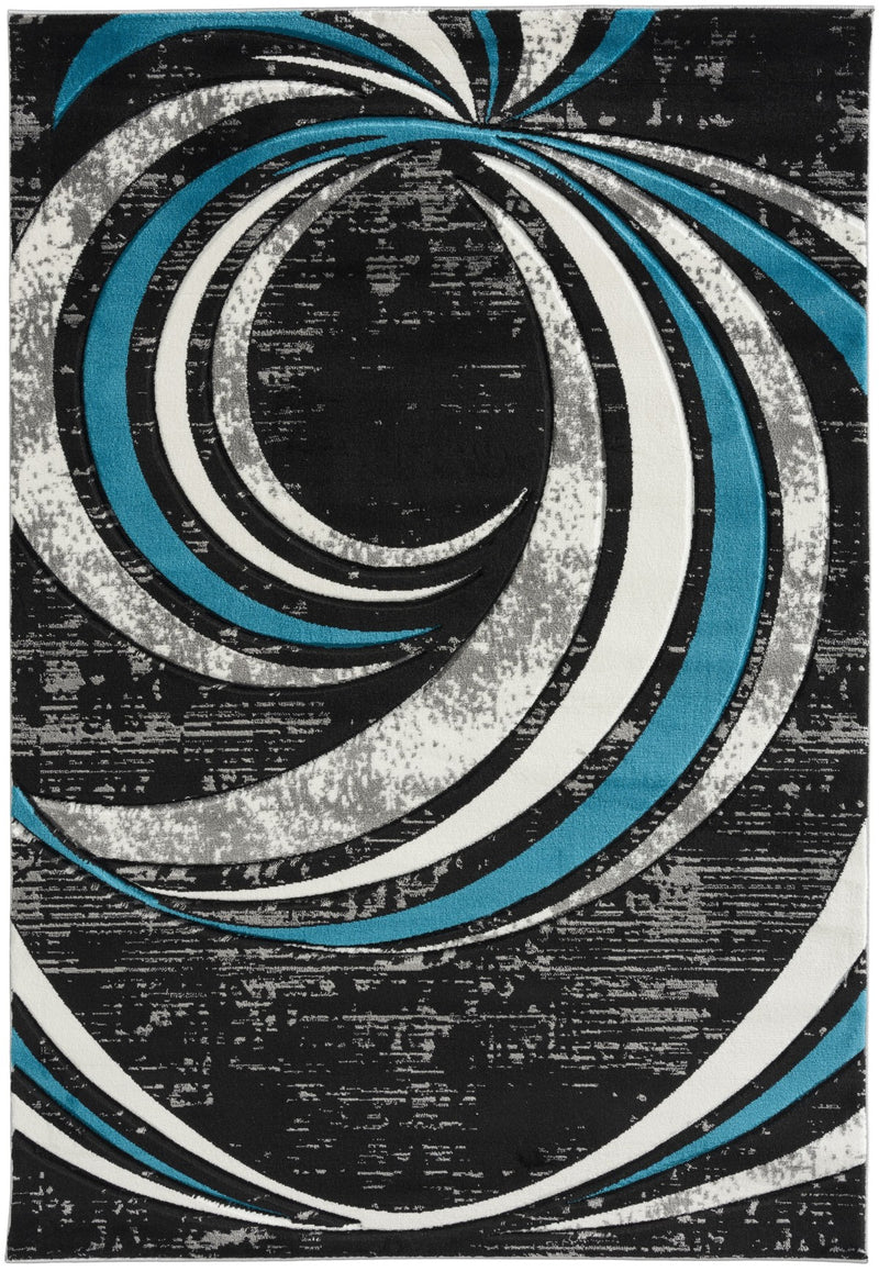 Bristol Area Rug in Black/Turquoise