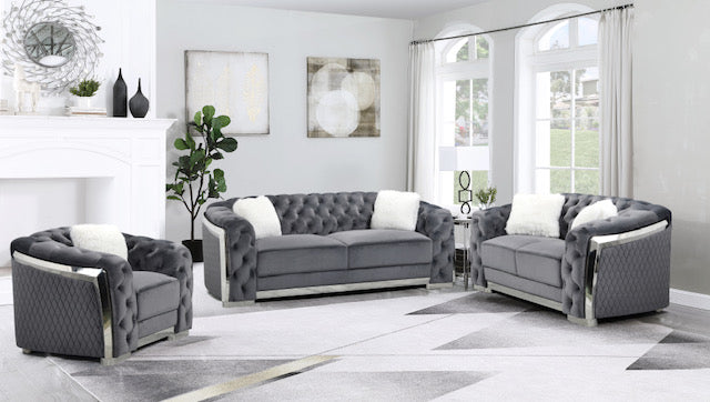 Zara 3-Piece Sofa Set in Grey