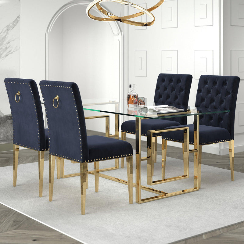 Eros/Azul 5pc Dining Set in Gold with Black Chair - Furnish 4 Less