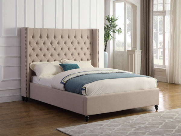 King/Queen PLATFORM BED (Beige, Grey) - B1920 - Furnish 4 Less