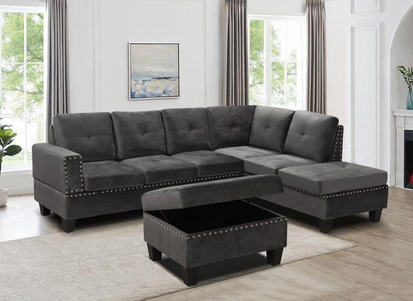 Sectional Sofa w/ Storage Ottoman - V99 - Furnish 4 Less