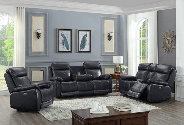 Leather reclining store sofa set